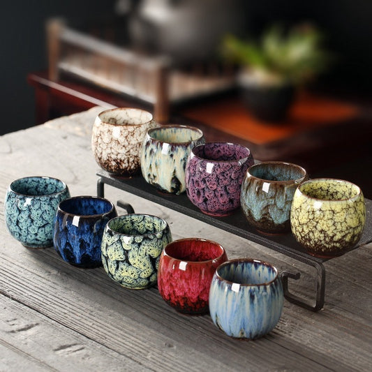 1pcs Kiln Change China Ceramic Cup Porcelain Kung Fu Tea Cups Pottery